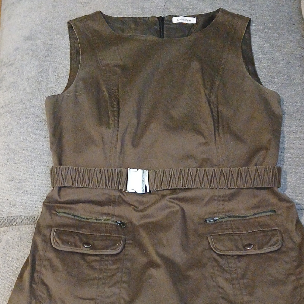Stylish Green(Brownish)Dress with Belt